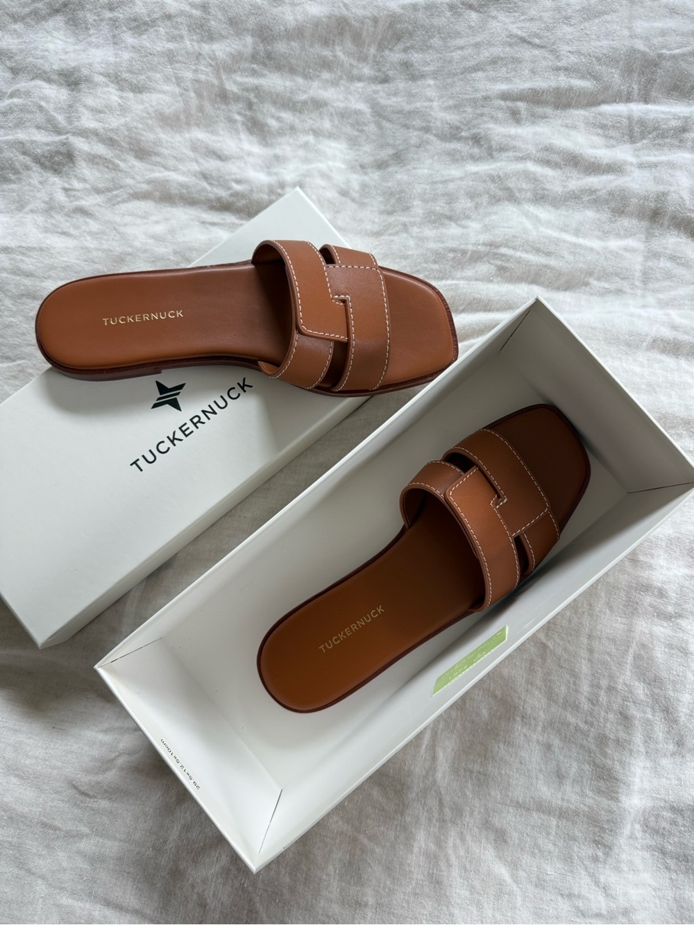 Tuckernuck Tan Leather Slide Sandals